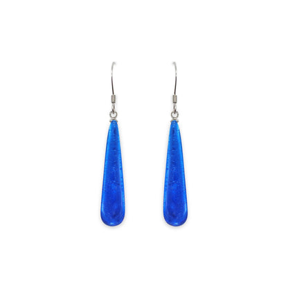 Azure Teardrop Shiny Fish Hook Earrings | The Jewellery Stop