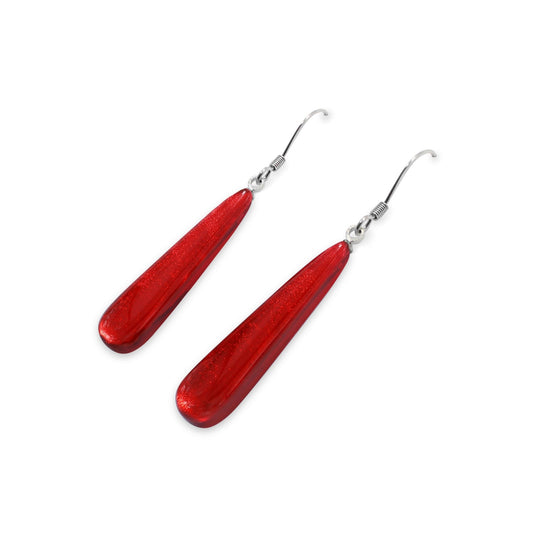 Chilli Teardrop Shiny Fish Hook Earrings | The Jewellery Stop