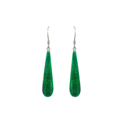 Emerald Teardrop Shiny Fish Hook Earrings | The Jewellery Stop