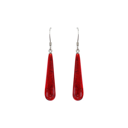 Red Teardrop Shiny Fish Hook Earrings | The Jewellery Stop