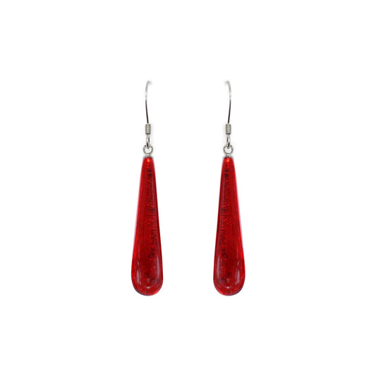 Red Teardrop Shiny Fish Hook Earrings | The Jewellery Stop