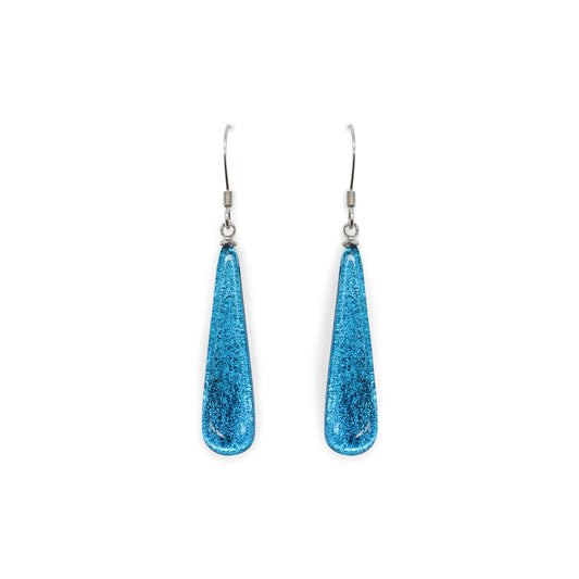 Turquoise Teardrop Shiny Fish Hook Earrings