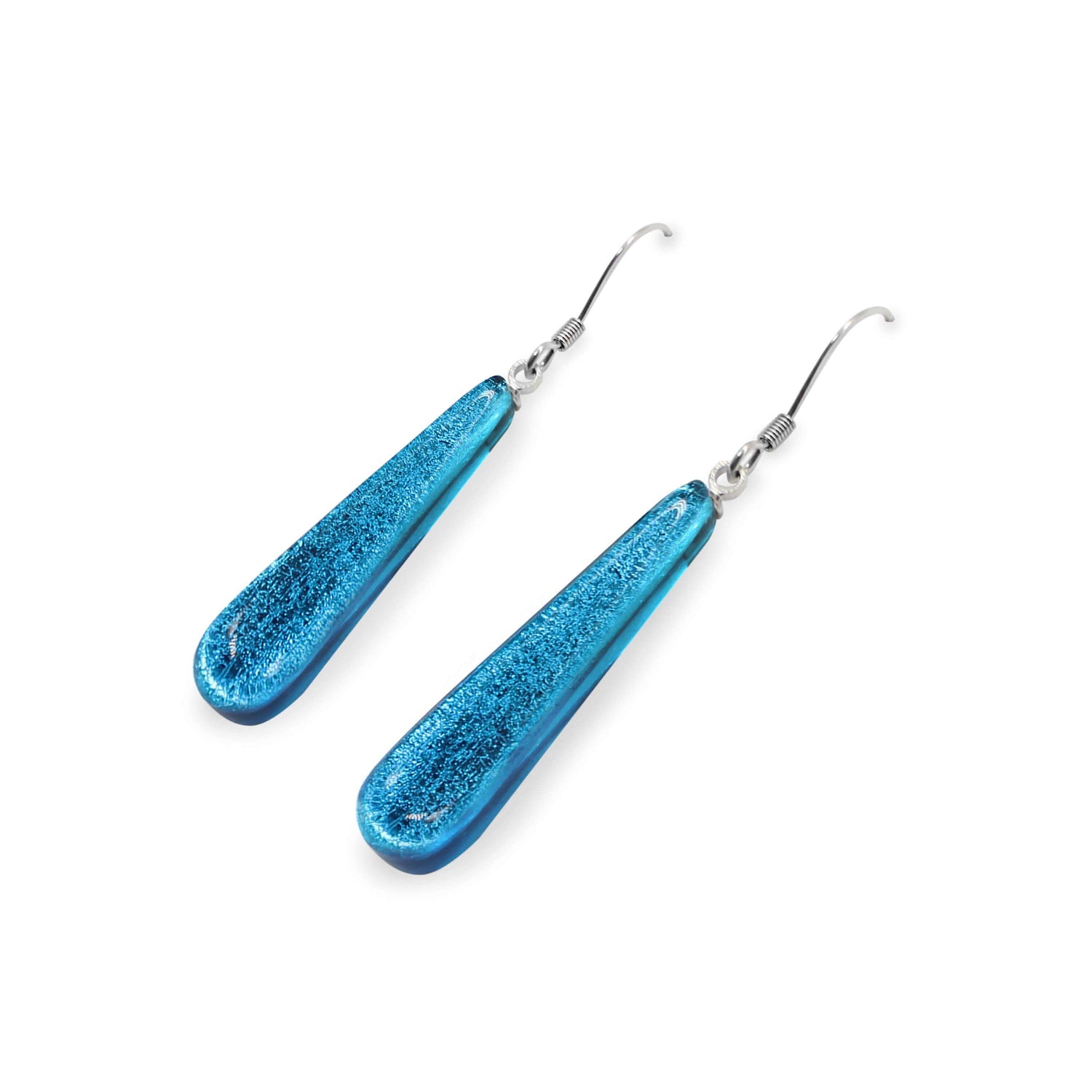 Turquoise Teardrop Shiny Fish Hook Earrings