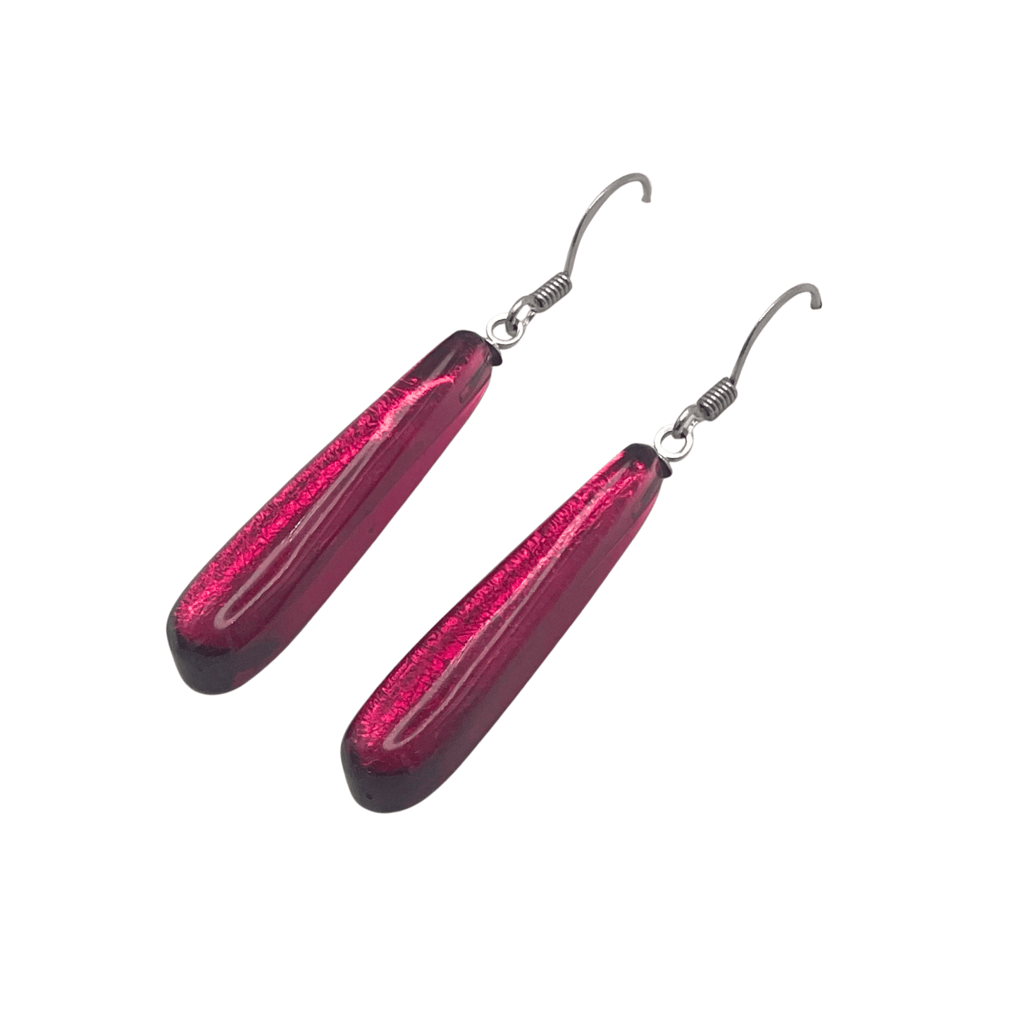 Flamingo Teardrop Shiny Fish Hook Earrings | The Jewellery Stop