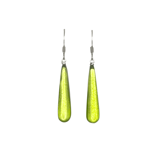 Lime Teardrop Shiny Fish Hook Earrings | The Jewellery Stop