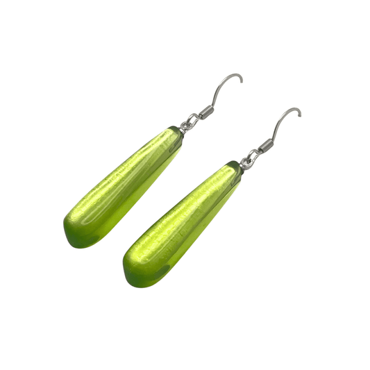 Lime Teardrop Shiny Fish Hook Earrings | The Jewellery Stop