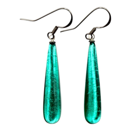 Mint Teardrop Shiny Fish Hook Earrings