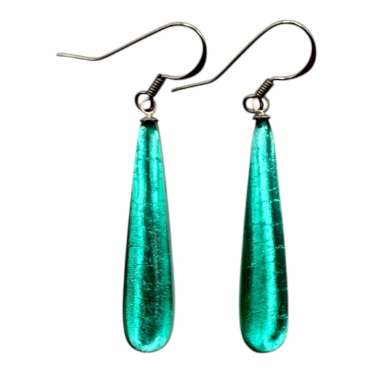 Mint Teardrop Shiny Fish Hook Earrings