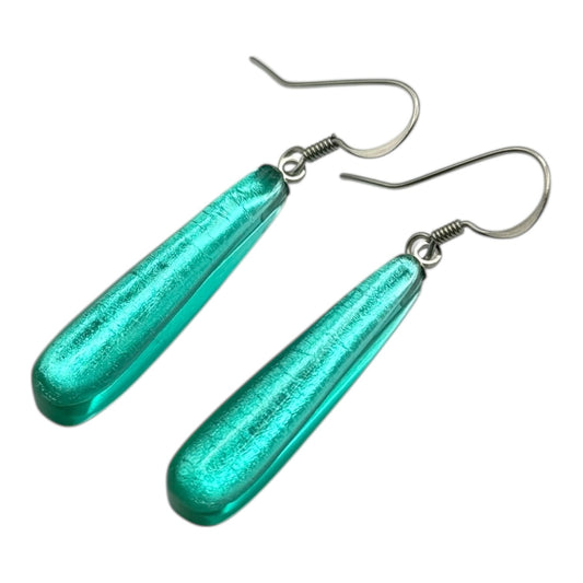 Mint Teardrop Shiny Fish Hook Earrings