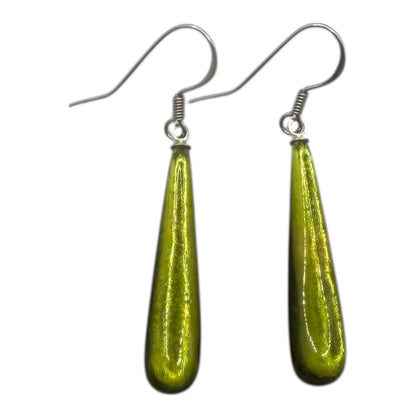 Pistachio Teardrop Shiny Fish Hook Earrings | The Jewellery Stop