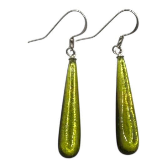 Pistachio Teardrop Shiny Fish Hook Earrings | The Jewellery Stop