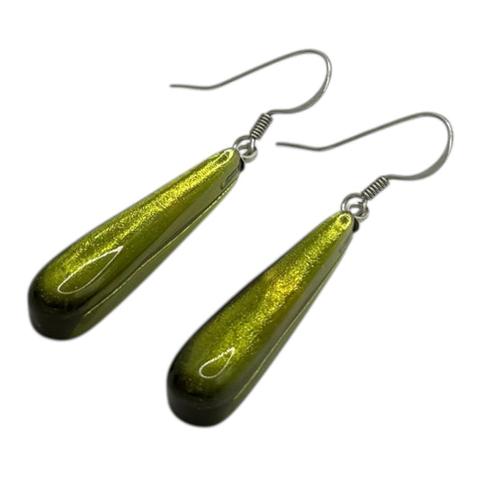 Pistachio Teardrop Shiny Fish Hook Earrings | The Jewellery Stop
