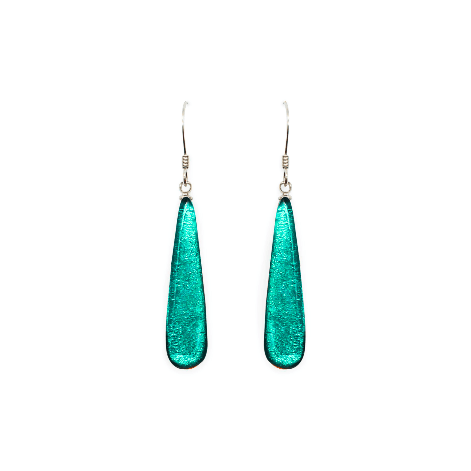 Verdigris Teardrop Shiny Fish Hook Earrings | The Jewellery Stop