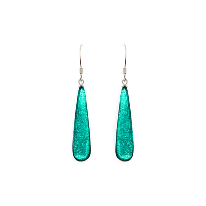 Verdigris Teardrop Shiny Fish Hook Earrings | The Jewellery Stop