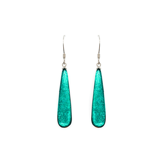 Verdigris Teardrop Shiny Fish Hook Earrings | The Jewellery Stop