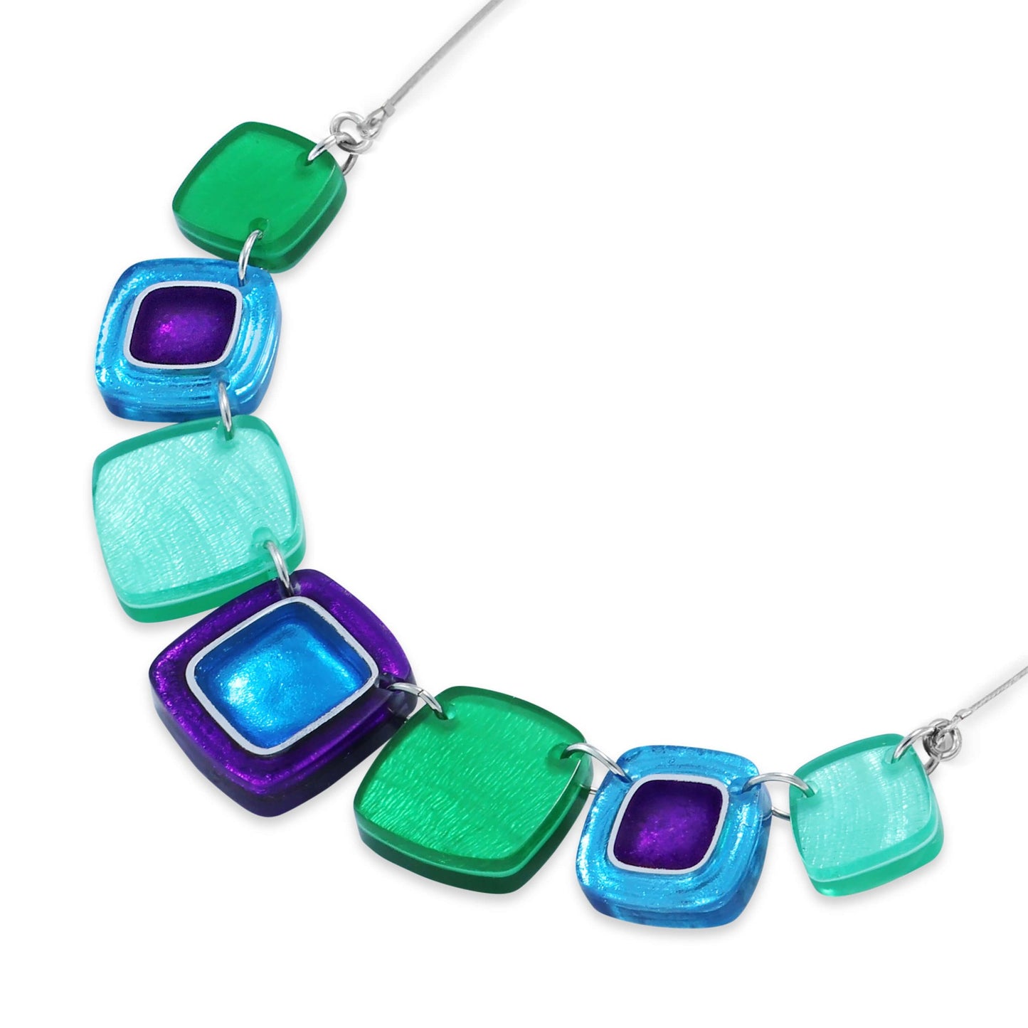 Aurora Abstract Squares Shiny Necklace | The Jewellery Stop