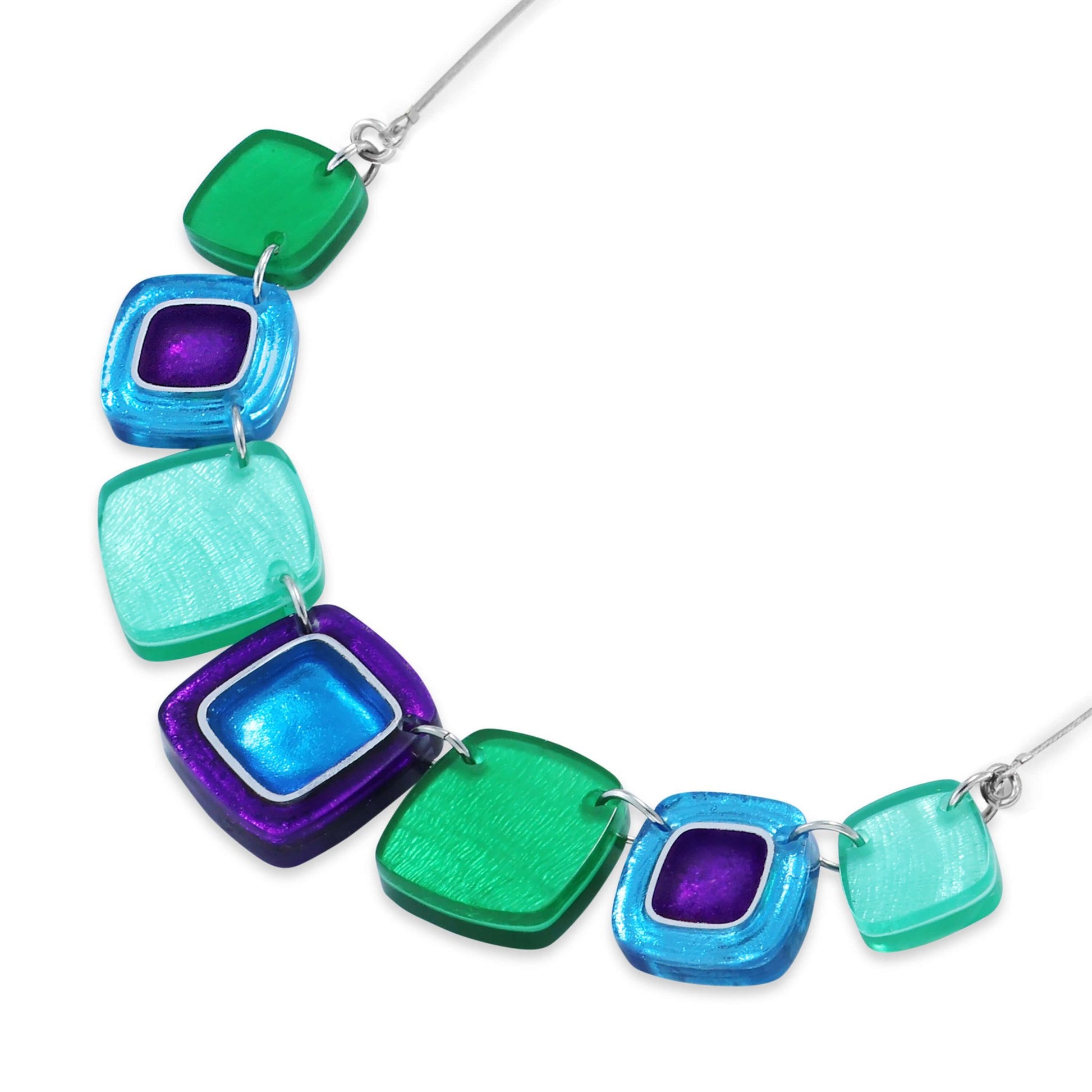 Aurora Abstract Squares Shiny Necklace | The Jewellery Stop