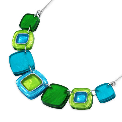 Neptune Abstract Squares Shiny Necklace | The Jewellery Stop
