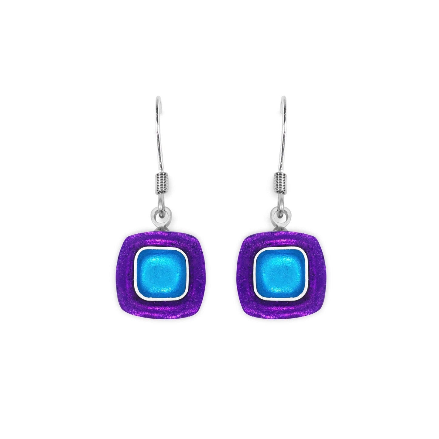 Aurora Abstract Squares Shiny Fish Hook Earrings | The Jewellery Stop