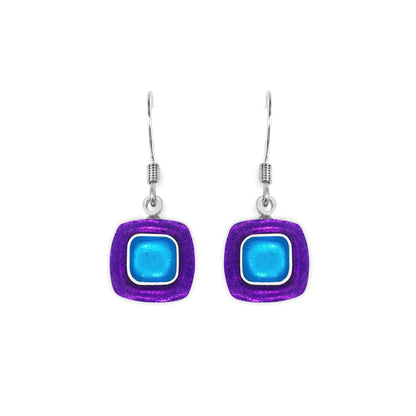Aurora Abstract Squares Shiny Fish Hook Earrings | The Jewellery Stop