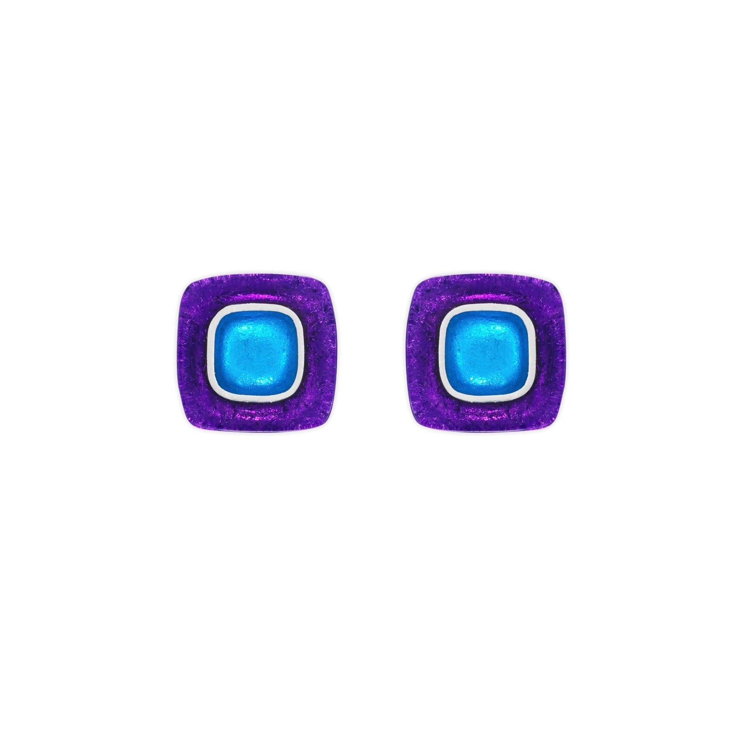 Aurora Abstract Square Shiny Stud Earrings | The Jewellery Stop