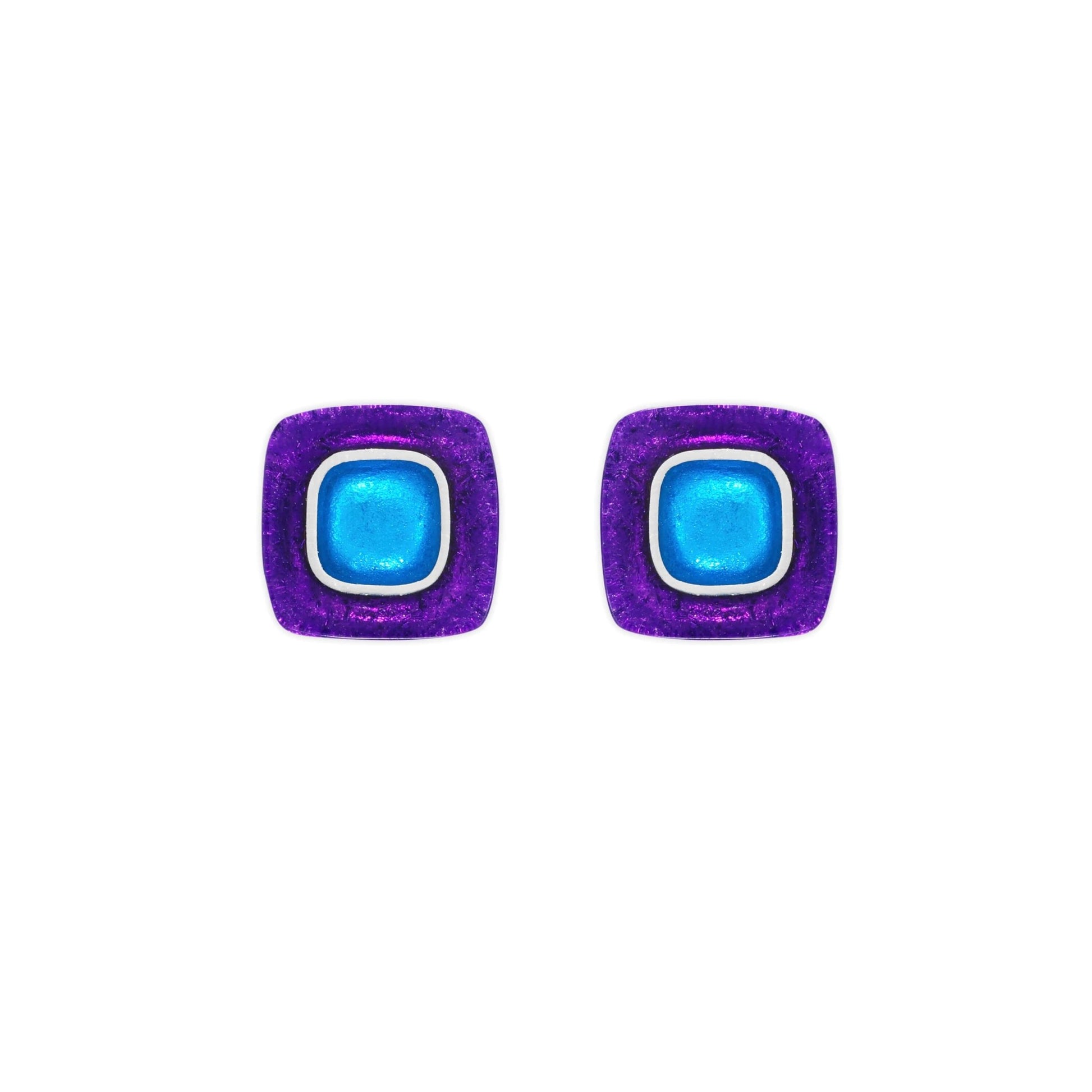 Aurora Abstract Square Shiny Stud Earrings | The Jewellery Stop