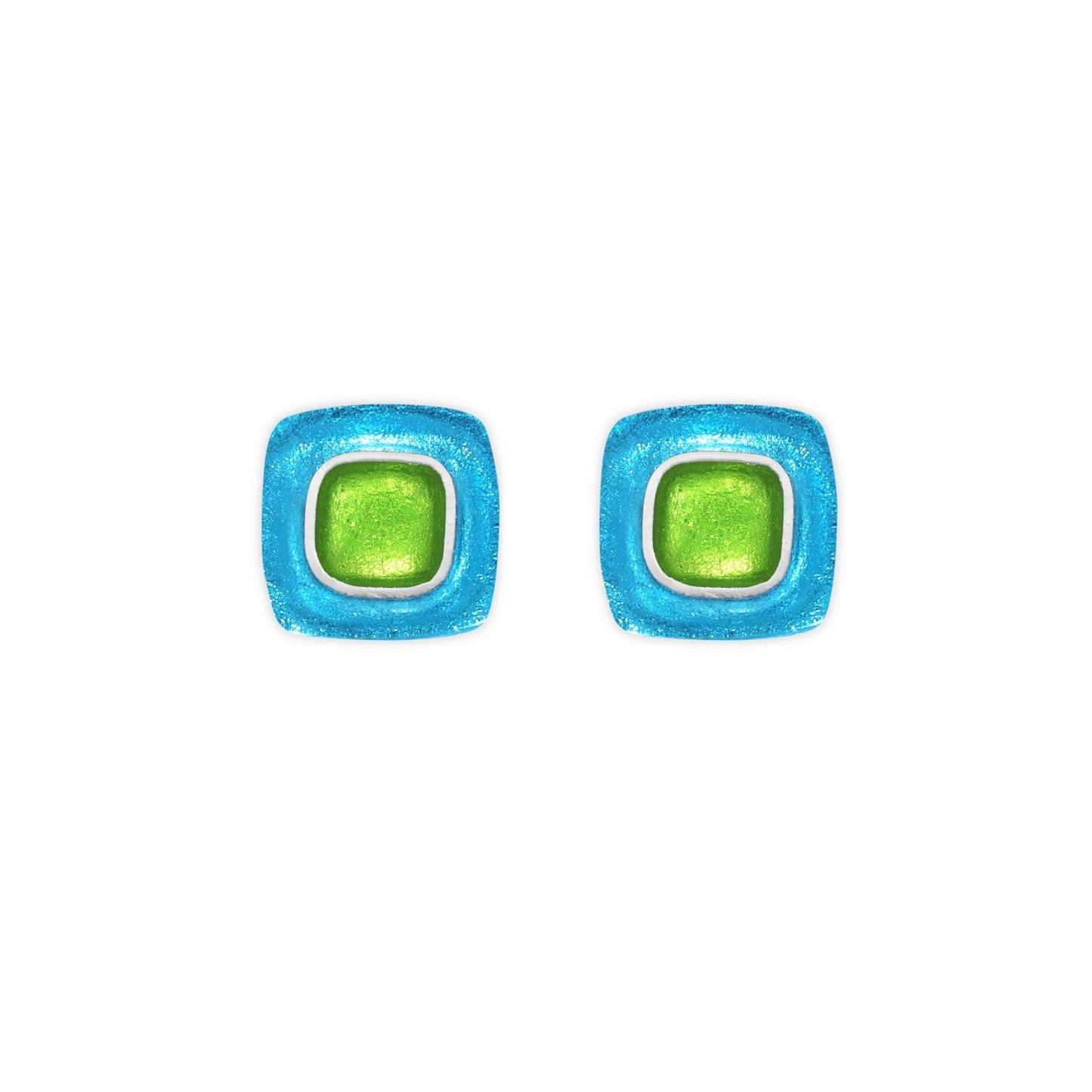 Neptune Abstract Square Shiny Stud Earrings | The Jewellery Stop