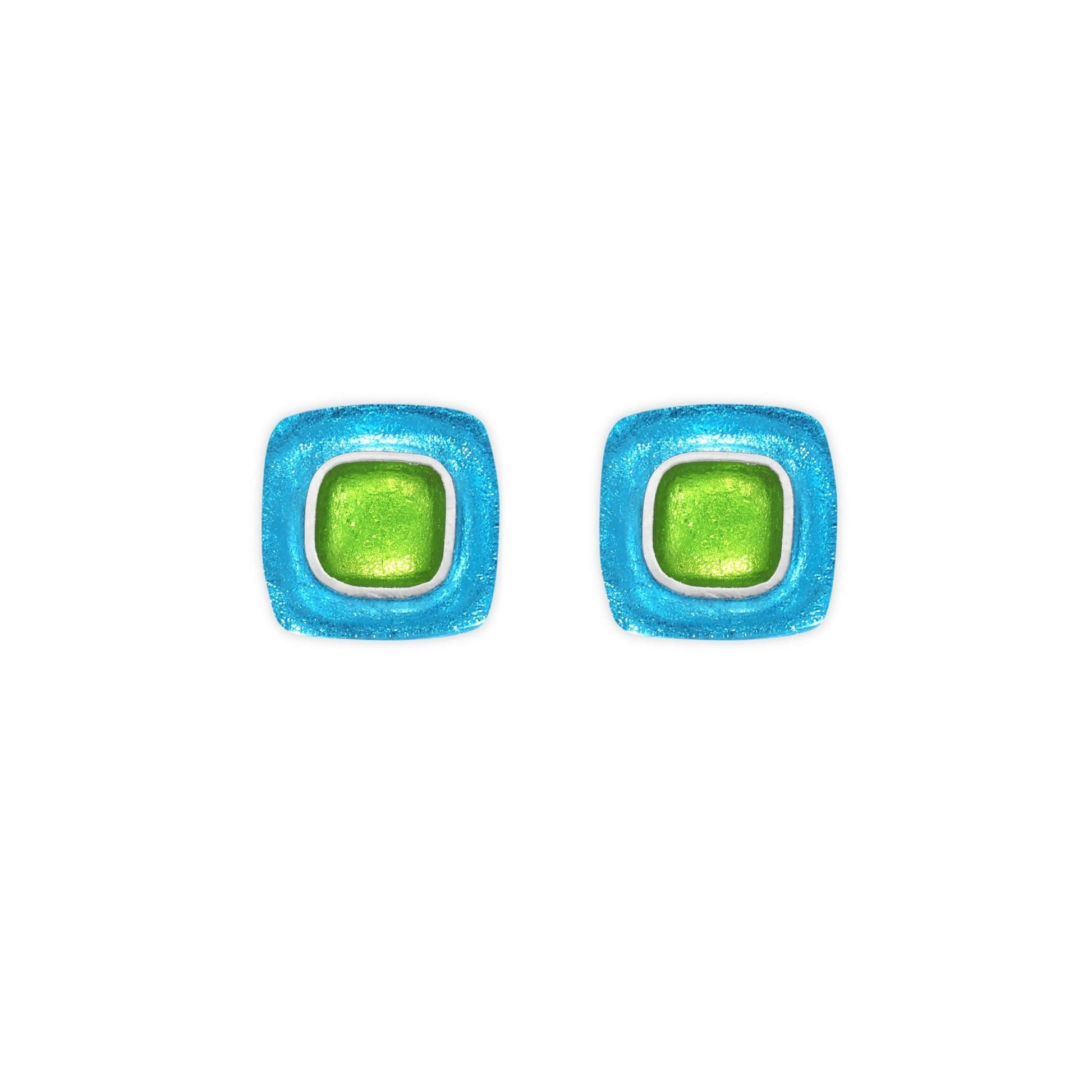 Neptune Abstract Square Shiny Stud Earrings | The Jewellery Stop