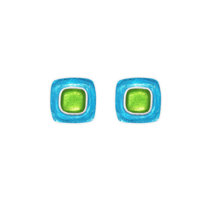 Neptune Abstract Square Shiny Stud Earrings | The Jewellery Stop
