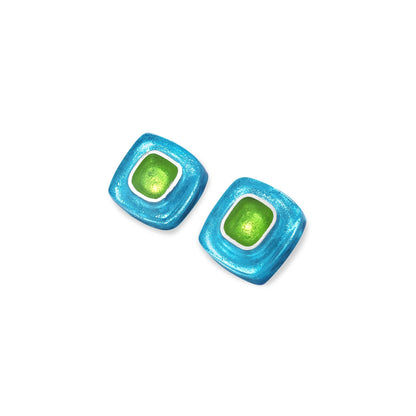 Neptune Abstract Square Shiny Stud Earrings | The Jewellery Stop