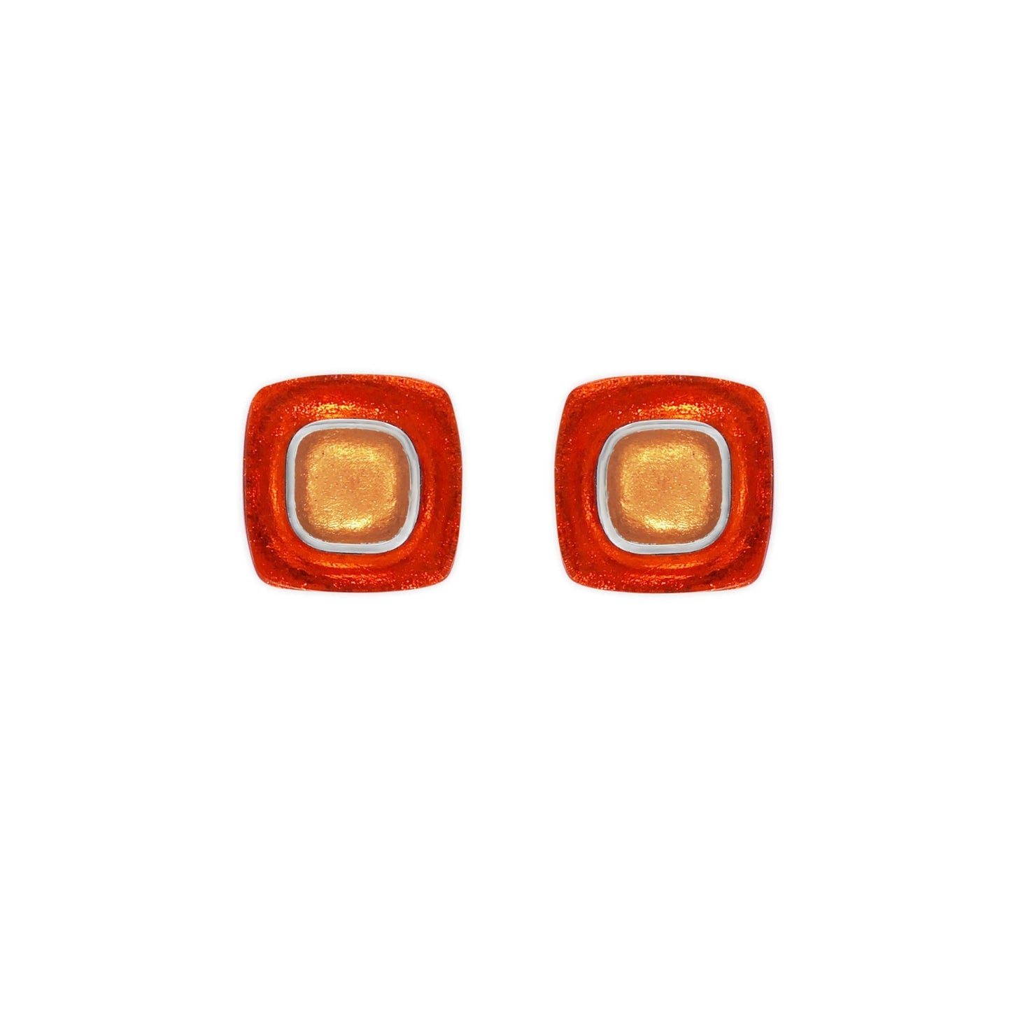 Terracotta Abstract Square Shiny Stud Earrings | The Jewellery Stop