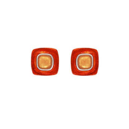 Terracotta Abstract Square Shiny Stud Earrings | The Jewellery Stop