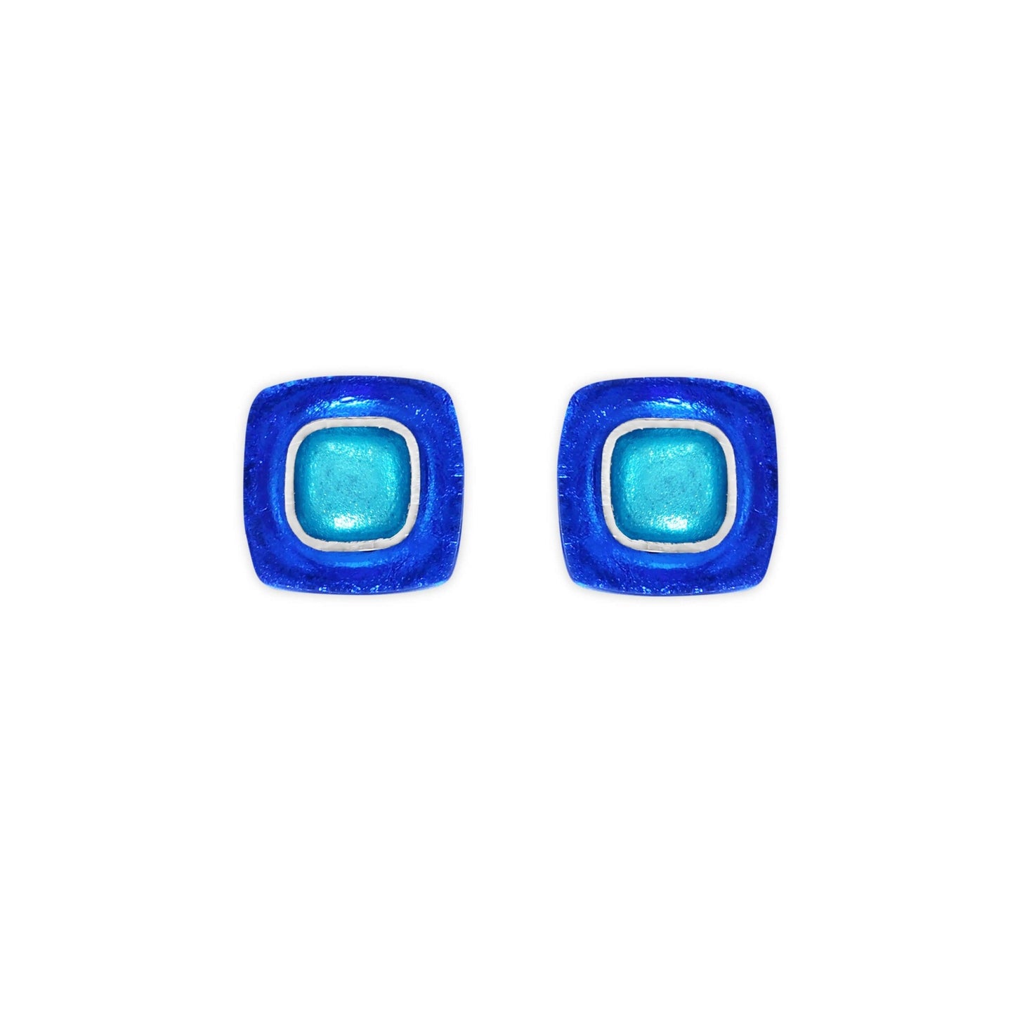 Turquoise Abstract Square Shiny Stud Earrings | The Jewellery Stop