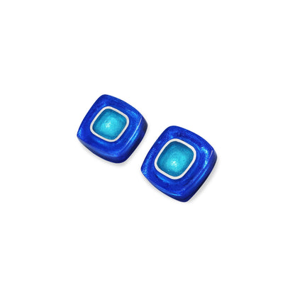 Turquoise Abstract Square Shiny Stud Earrings | The Jewellery Stop