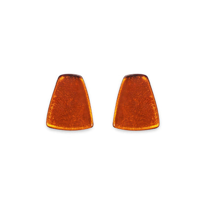 Amber Empress Silverleaf Shiny Stud Earrings | The Jewellery Stop