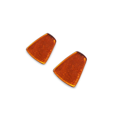 Amber Empress Silverleaf Shiny Stud Earrings | The Jewellery Stop