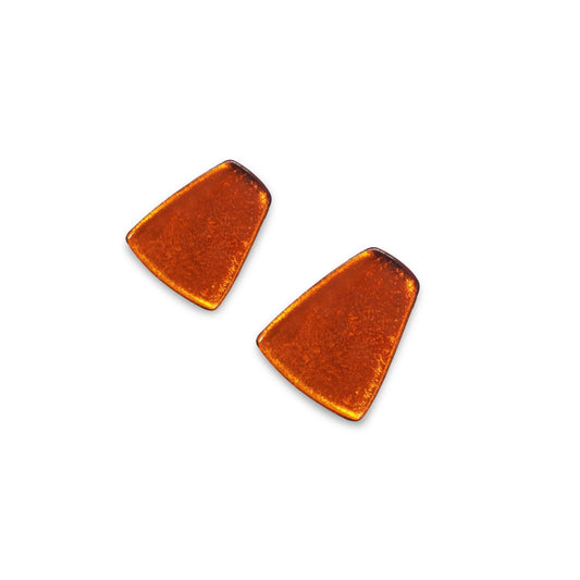 Amber Empress Silverleaf Shiny Stud Earrings | The Jewellery Stop