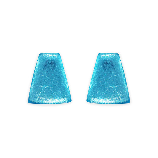 Light Turquoise Empress Silverleaf Shiny Stud Earrings | The Jewellery Stop