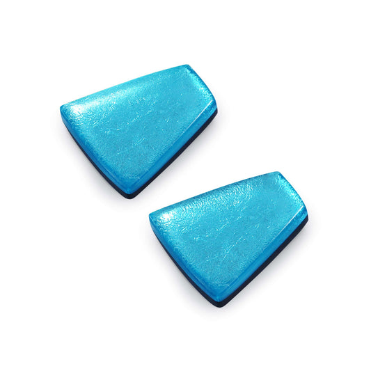 Light Turquoise Empress Silverleaf Shiny Stud Earrings | The Jewellery Stop