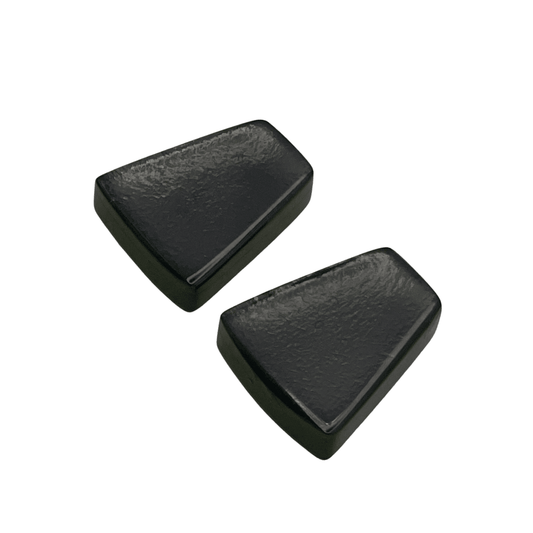 Black Empress Silverleaf Shiny Stud Earrings | The Jewellery Stop