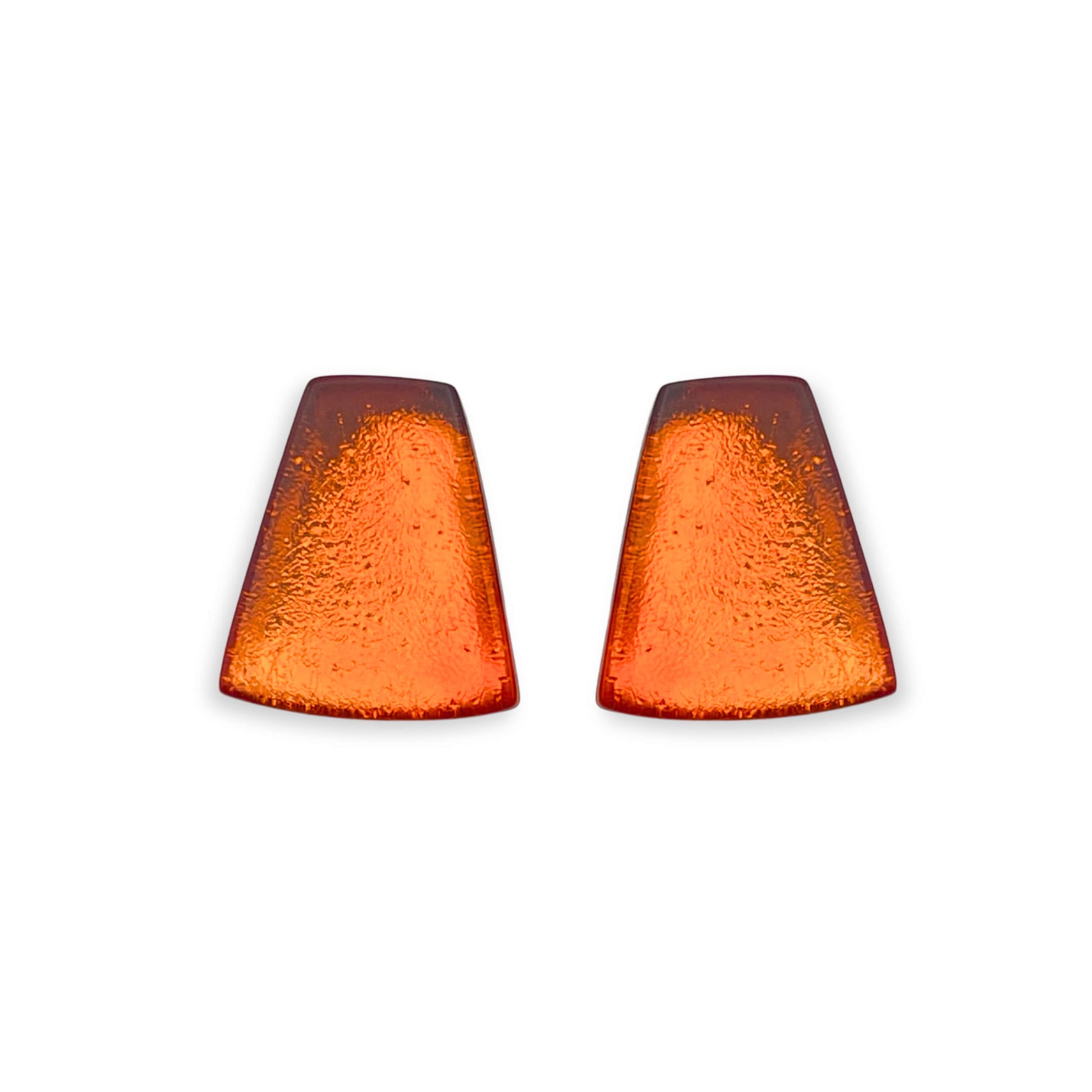 Orange Empress Silverleaf Shiny Stud Earrings