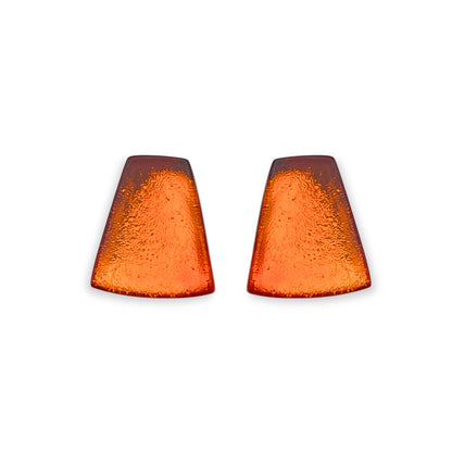 Orange Empress Silverleaf Shiny Stud Earrings