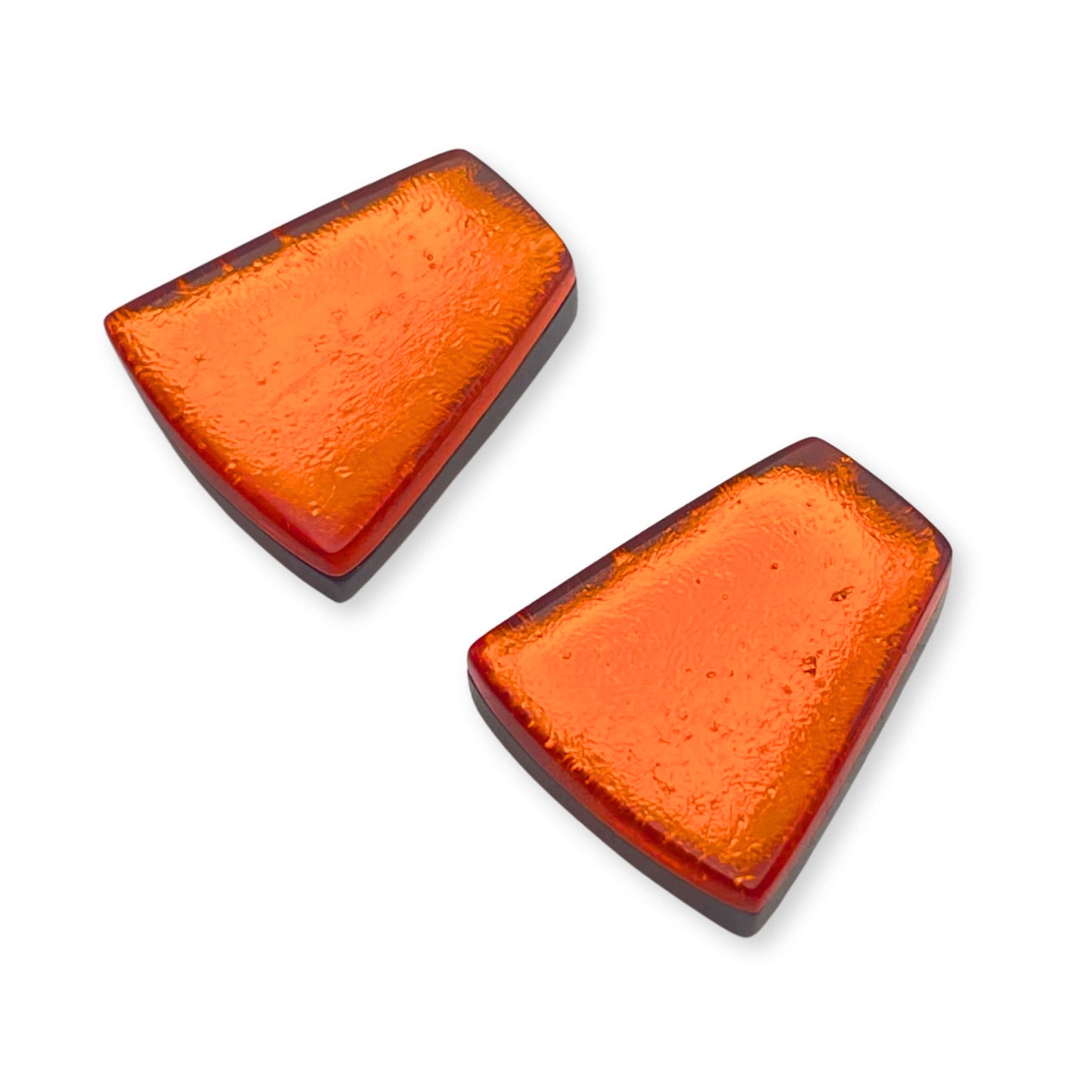 Orange Empress Silverleaf Shiny Stud Earrings