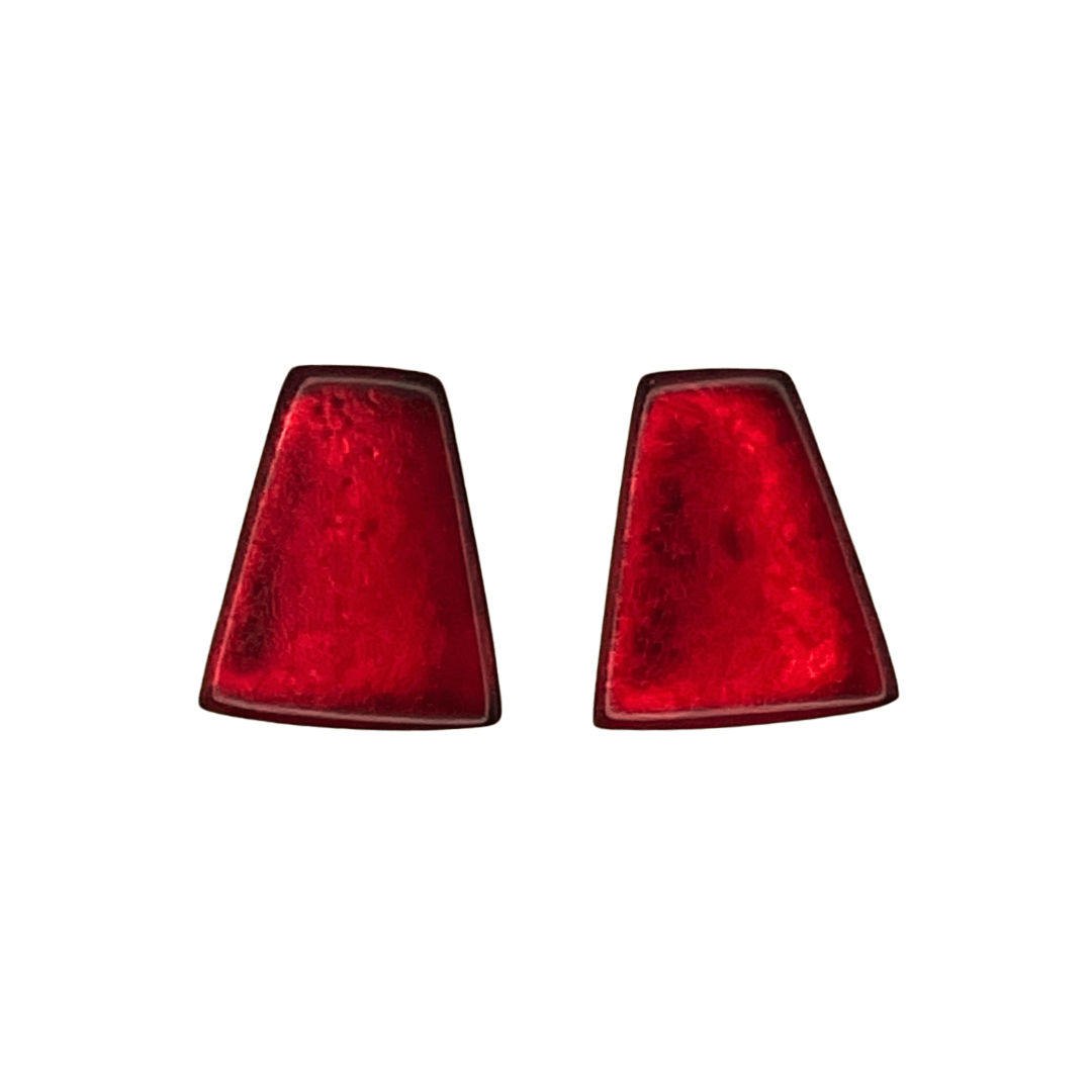 Red Empress Silverleaf Shiny Stud Earrings | The Jewellery Stop