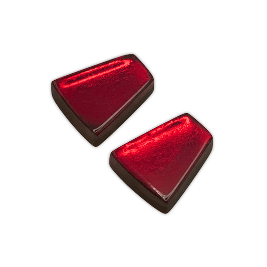 Red Empress Silverleaf Shiny Stud Earrings | The Jewellery Stop