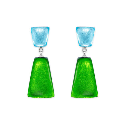 Neptune Empress Silverleaf Double Drop Stud Earrings | The Jewellery Stop
