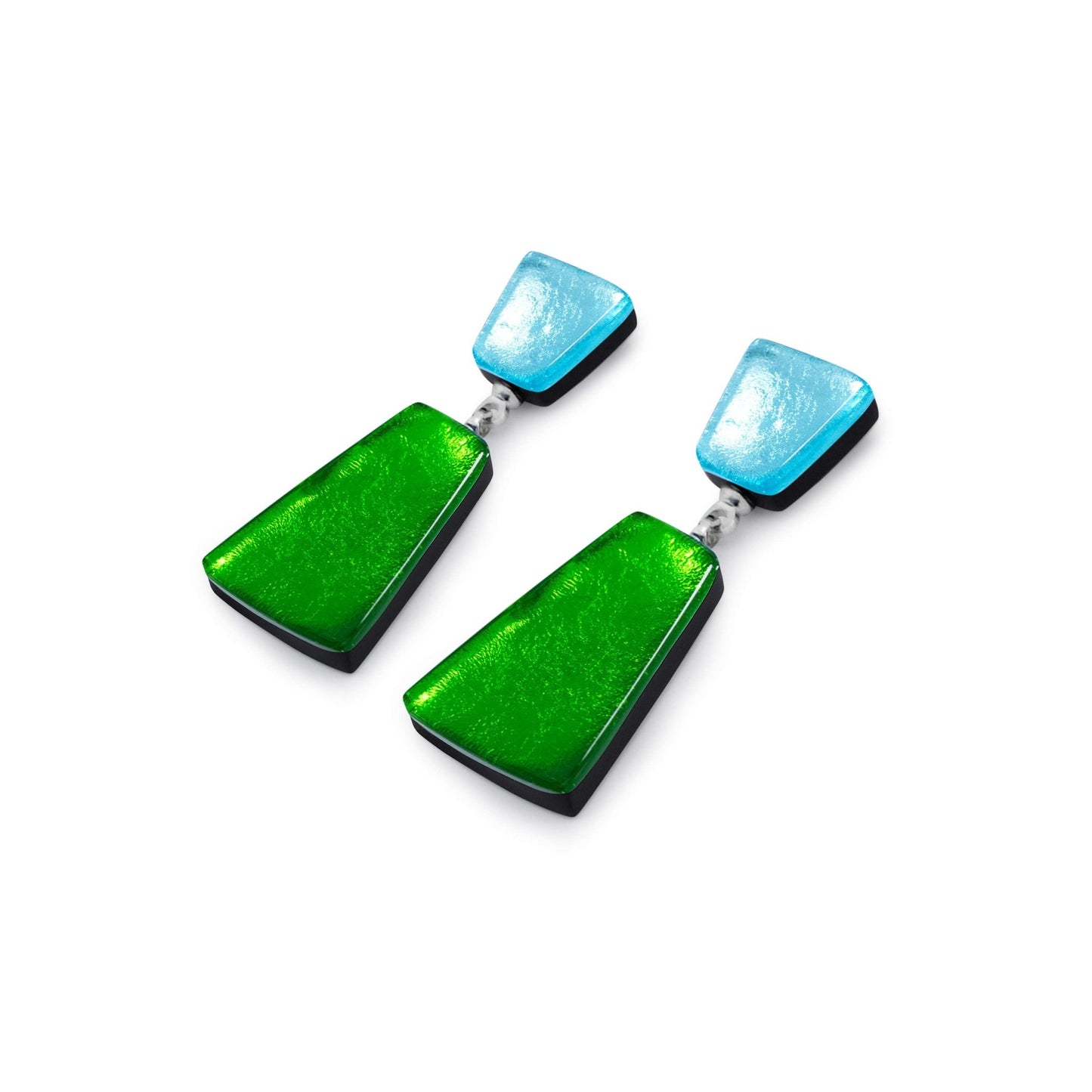 Neptune Empress Silverleaf Double Drop Stud Earrings | The Jewellery Stop