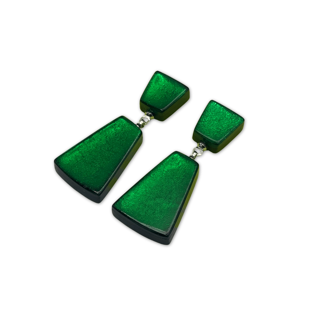 Emerald Empress Silverleaf Double Drop Stud Earrings | The Jewellery Stop