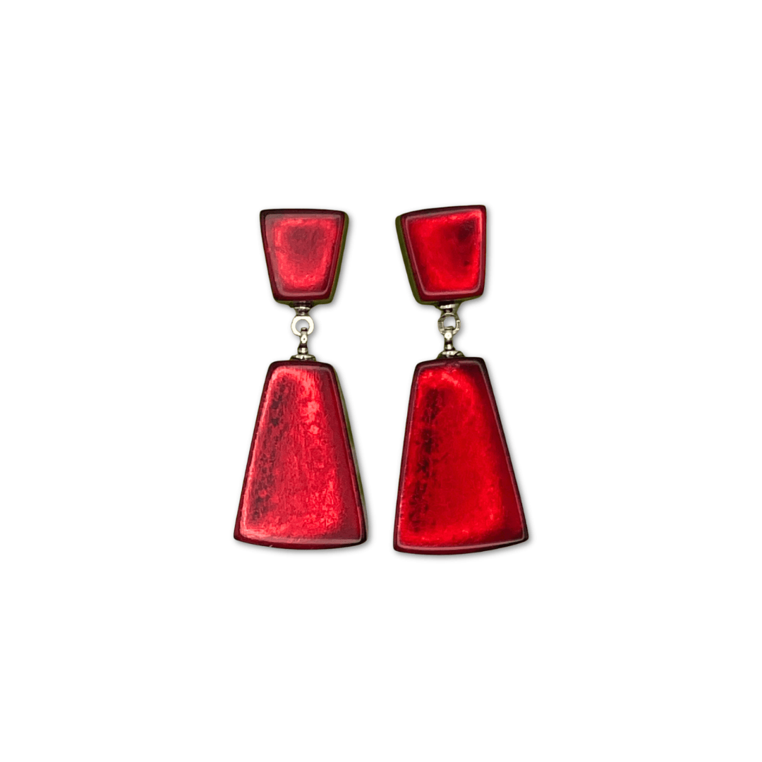 Red Empress Silverleaf Double Drop Stud Earrings | The Jewellery Stop