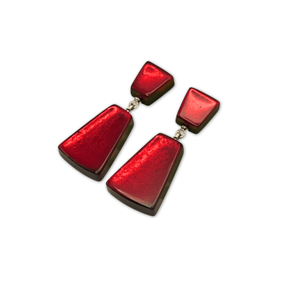 Red Empress Silverleaf Double Drop Stud Earrings | The Jewellery Stop